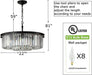 Black Crystal Chandeliers Modern Contemporary Ceiling Lights Fixtures Mini Chandelier 3-Tier 8 Lights Pendant Lighting Dining Room Living Room Chandelier D20(Black)