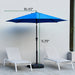 9-FT Outdoor Patio Umbrella with Push Button Tilt and Crank, Patio Table Market Umbrella with 8 Sturdy Ribs UV Protection Waterproof for Garden, Deck, Backyard, Pool, Blue