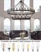 60 Inch Large Black Wagon Wheel Chandelier,2 Tier 54-Lights Farmhouse Industrial Country Style round Pendant Light Fixture for Outdoor Porch High Ceilings Living Dining Room Foyer Entryway