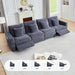 Oversized Modular Sectional Sofa with 2 Power Reclining, Electric Recliner Couch with Storage Console and Adjustable Headrest, Plush Corduroy Fluffy 5 Seat Corner Sofa for Living Room-Blue Grey