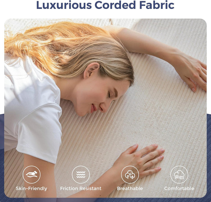 Beige Foldable Convertible Sleeper Sofa With CupHolders