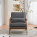 Gray Linen Upholstered MidCentury Chair With Pillow