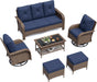Patio Furniture Set 2 High-Back Swivel Chairs Conversation Set