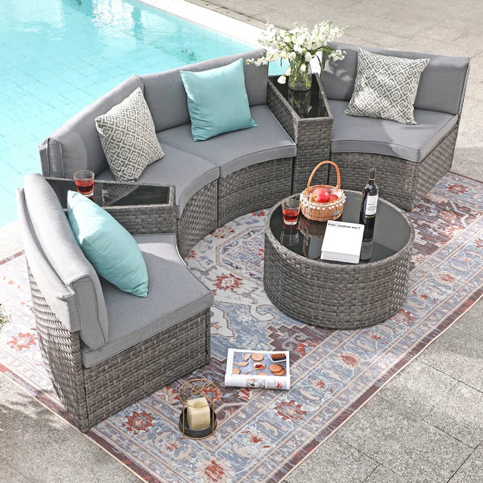 Rasmus 7 Piece Rattan Sofa Seating Group with Cushions