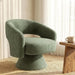 Green Corduroy 360 Degree Swivel Armchair Cushioned