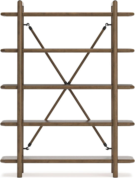 Signature Design by Ashley Roanhowe Contemporary 5-Tier 71" Bookcase, Light Brown