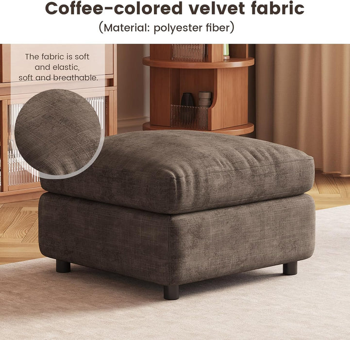 Dark Brown Storage Ottoman, Modern Sofa Ottoman for Sectional Sofa, Multi-Functional Upholstered Footrest, Padded Seat for Living Room, Home, Apartment, Dorm, Office, 330LBS Capacity