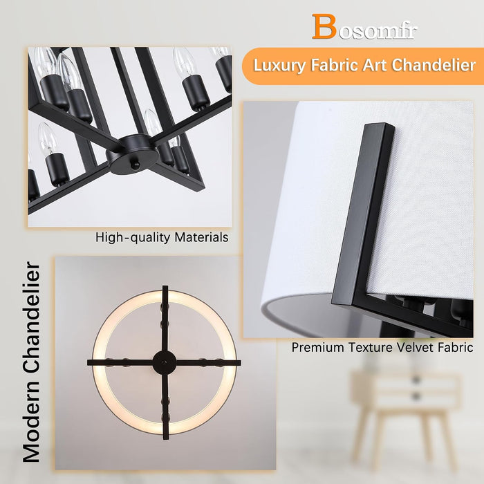 Black Drum Chandelier Eight Light Pendant Fixtures