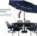 10Ft Outdoor Patio Umbrella, [Auto-Tilting] 3 Tiers Market Table Umbrellas with 1.5" Pole, 8 Sturdy Ribs, 3-Year-Non-Fading for Garden Deck Pool Backyard, Navy Blue