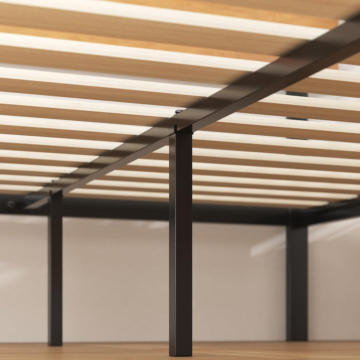 Olivia Metal and Wood Platform Bed Frame / No Box Spring Needed / Wood Slat Support / Easy Assembly, Full