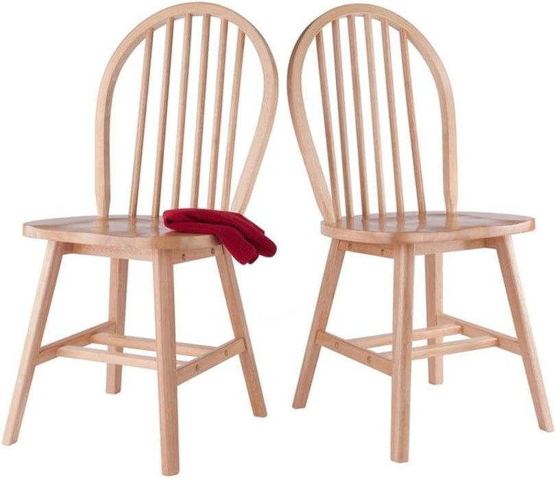 Windsor 2-Piece Chair Set, Solid Wood, Natural Finish