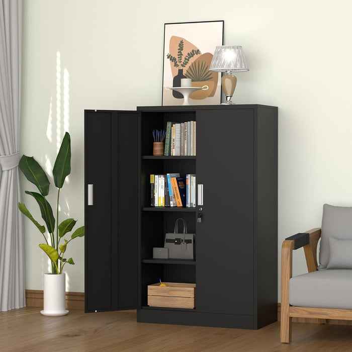 Locking Black 53Inch Industrial Metal Storage Cabinet