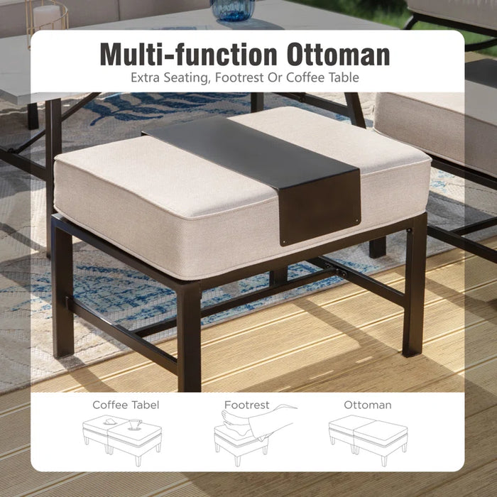 Tapasi 9 - Person Patio Conversation Set with Swivel Lounge Chairs & Optional Firepit Table