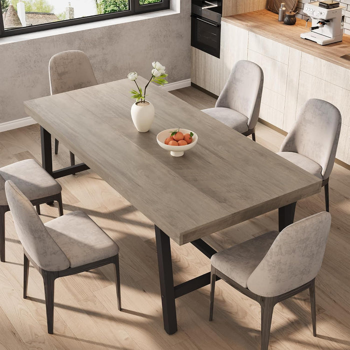 71" Industrial Dining Table, Rectangular Kitchen Table, Grey