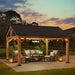 Wood Gazebo 13 X 15 Ft. Outdoor Patio Premium Cedar Frame Gazebos with Matte Black Steel Gable Hardtop Roof for Garden, Backyard Shade, Black Roof + Natural Wood Frame