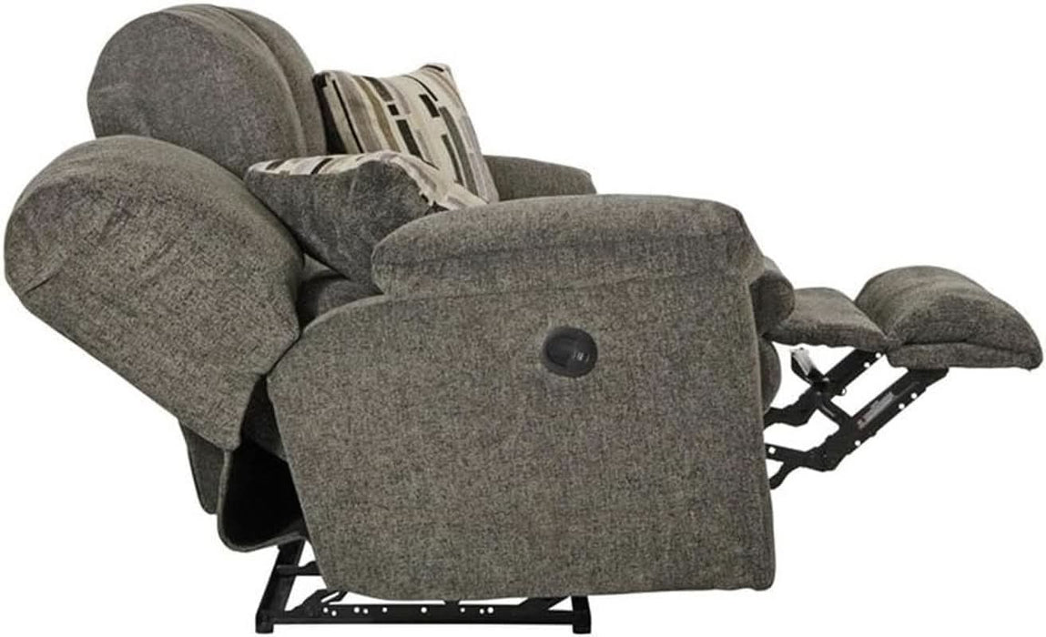 Maxim Power Reclining Sofa in Soft Charcoal Gray Polyester Fabric