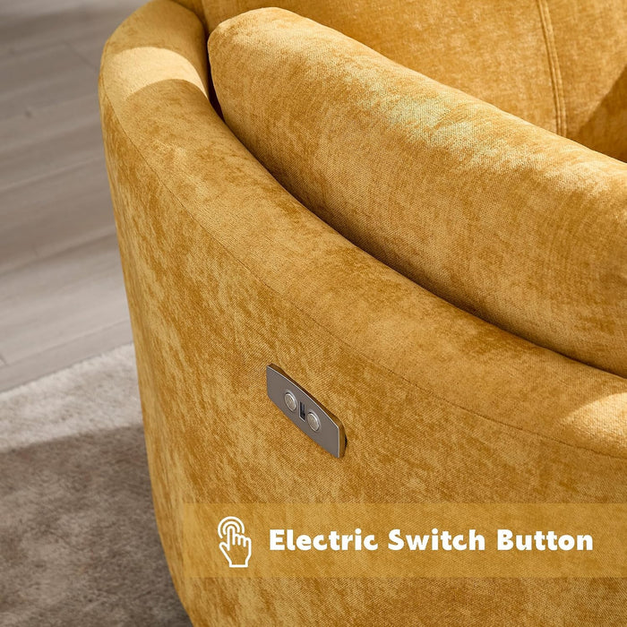 Power Recliner Nursery Swivel Rocking Glider Chair with USB Port,Upholstered Electric Nursing Recliner Rocker Chair for Adults with 2 Pillows for Bedroom Nursery Living Room(Yellow,Power-Driven)
