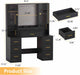 Black Makeup Vanity Tabletop With Illuminated Mirror