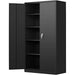 Black Metal Storage Cabinet with Lock & Shelves
