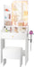 Small Vanity Desk with Lighted Mirror, Makeup Vanity Set with Lights, Drawers, Charging Station, Storage Bench, Open Shelf, Dressing Table for Small Room, Vanities for Girl & Kids, White