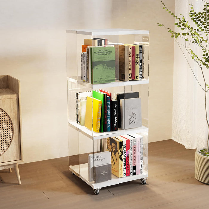 Three Tier Rotating Bookshelf With Illuminated LED