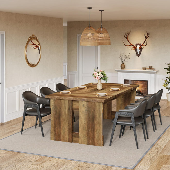 63-Inch Farmhouse Dining Table for 4-6, Rectangular Kitchen Dinner Table with Large Tabletop for Dining Room, Kitchen, Rustic Brown