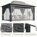 Outdoor 10'X 13' Gazebo,Large Soft Top Deck Gazebo with Mosquito Netting, Heavy Duty Metal Frame Canopy with Expansion Bolts and Double Roofs，Party Tent & Shelte for Backyard, Garden (Grey)