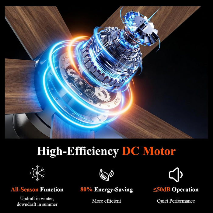 Ceiling Fans with Lights, 42 Inch Ceiling Fan with Light with App/Remote Control, 6000K Dimmable LED, Modern Flush Mount Ceiling Fan for Indoor Bedroom Living Room, DC Reversible, Black