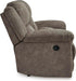Laresview Contemporary Faux Leather Manual Double Reclining Loveseat with Console, Storage and Cup Holders, Gray