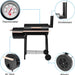 Charcoal Grill Offset Smoker, Charcoal Barbecue Grills with Spacious Cooking Area, Barrel BBQ Grill and Smokers Combo for Outdoor Balcony Picnics Party Camping