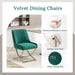 Kitchen Dining Chairs Set of 2,Accent Modern Upholstered Velevt,Contemporary Tufted Metal Chairs with X-Shaped Sliver Legs for Dining Room,Living Room, Reception Room(Dark Green)