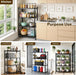 4 Tier Foldable Metal Storage Shelves on Wheels No Assembly | Heavy-Duty Shelf Unit for Kitchen, Garage, Pantry, Basement, Bookshelf, Black