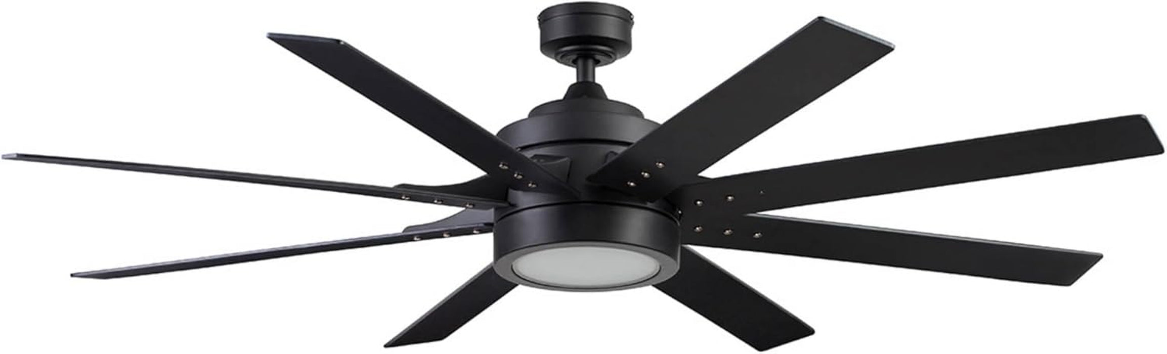 Ceiling Fans Xerxes Modern 62 Inch Ceiling Fan with Light, Remote Control Fan, LED Indoor Fan with 8 Blades, Matte Black and Ash Blade Finish Options, Matte Black (51473-01)