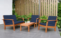 Prescott Patio 4 Piece Conversation Set | Durable Eucalyptus with Natural Finish, Blue