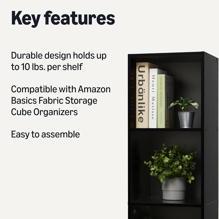 FiveCube Bookcase Black Storage Shelving Unit Modern