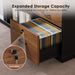 Executive 71 Inch L Shaped Desk with File Cabinet, Walnut+Black