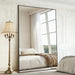 72"X44" Oversized Black Full Length Mirror, Floor Standing or Wall Mounted with Hanging Kit, Shatterproof Tempered Glass Mirror for Living Room, Bedroom, Dressing Room, Gym