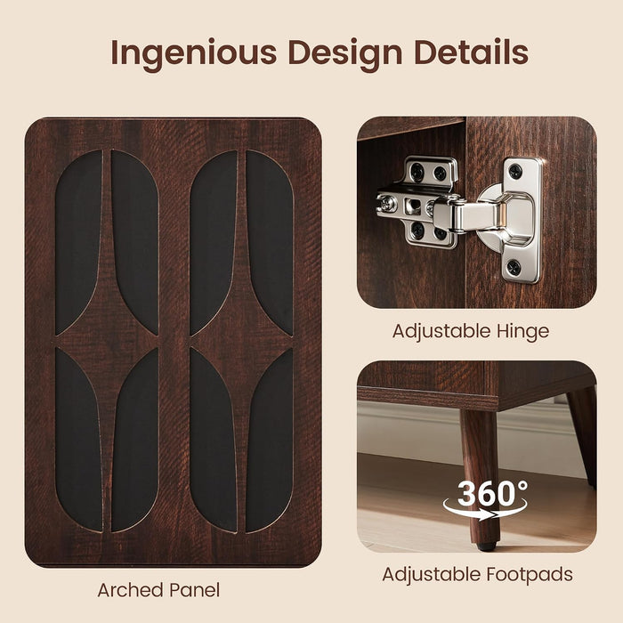 Walnut Finished Sideboard Cabinet 94.5 Inches Width