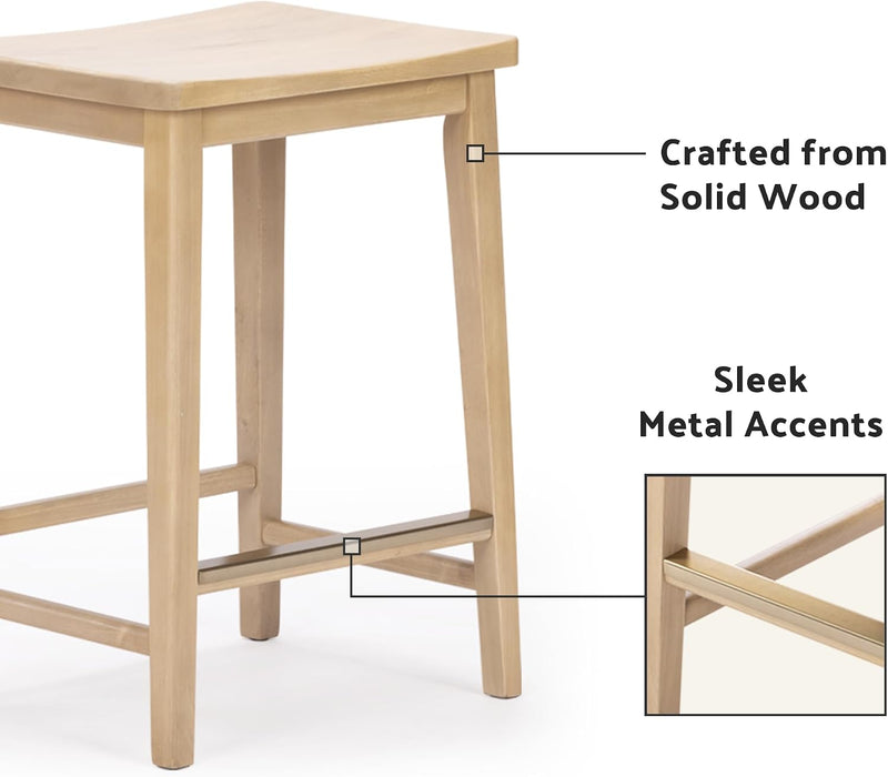 Smythe Bar Stool, Counter Height, Set of 2, Blonde | Minimalist Design, Low-Voc Finishes, Easy Assembly, Smart Style