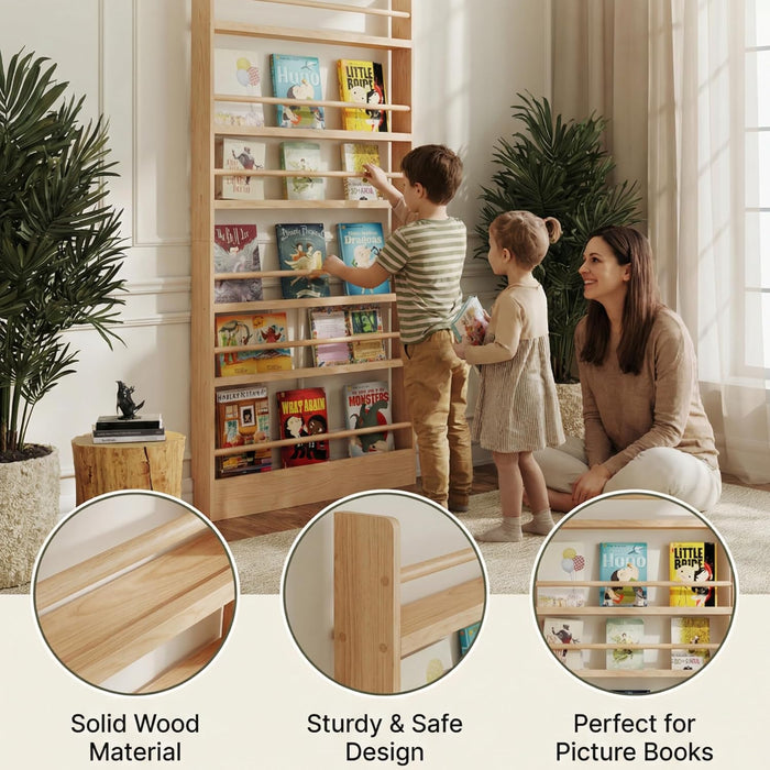 6 Tier behind the Door Bookshelf, Farmhouse Bookshelf Natural
