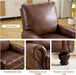 Pushback Recliner Chair with Massage and Heating, Breathable Leather Recliner Chair with Overstuffed Backrest and Rivet Decoration, Single Sofa Accent Chair for Living Room, Light Brown