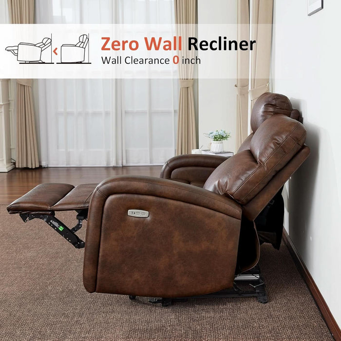 65.7" Zero Wall Recliner Loveseat with Console, 2-Seat Power Wall Hugger Sofa with Cup Holders, USB & Type-C Dual Charge Ports, for Living Room, RV PR646M2 (Dark Brown, Loveseat with Console)