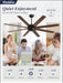 65 Inch Ceiling Fans No Light with Remote, Black Indoor/Outdoor Ceiling Fan without Light with Quiet Reversible DC Motor, 6 Speeds, 8 Blades Large Ceiling Fan for Living Room Bedroom Patio