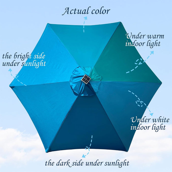 7.5 Ft Solar Umbrella, 18 LED Lighted Patio Umbrella, Table Market Umbrella