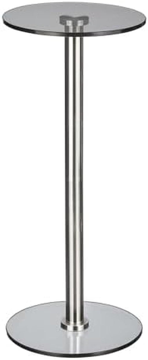 Glass Top Side/End Drink Table - Tall Modern round Accent Metal Nightstand Furniture for Living Room, Dorm, Home Office, and Bedroom - 9" round - Dark Smoke Gray/Chrome