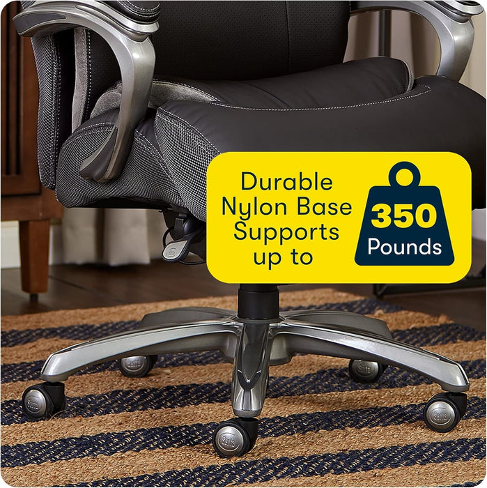 Jackson Big and Tall Executive Office Chair with AIR Technology and Smart Layers Premium Elite Foam, Supports up to 350 Pounds, Bonded Leather, Black