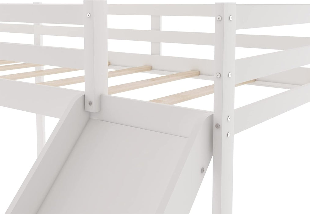 L-Shaped Twin Size Loft Bed with Ladder