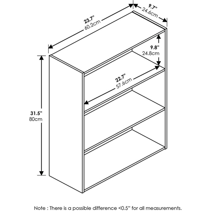 Pasir 3-Tier Open Shelf Bookcase, Amber Pine