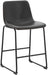 Bar Stools Set of 2, Counter Height Bar Stools with Back, 26 Inch Armless Industrial Faux Leather Barstools with Metal Legs and Footrest, Modern Dining Chairs for Home Kitchen Island, Black