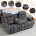with Adjustable Headrest, Zero Wall Hugger Reclining Couch RV Loveseat Recliner Sofa with Charge Device &Drop down Table (Dark Gray, Sofa)